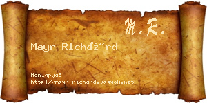 Mayr Richárd névjegykártya
